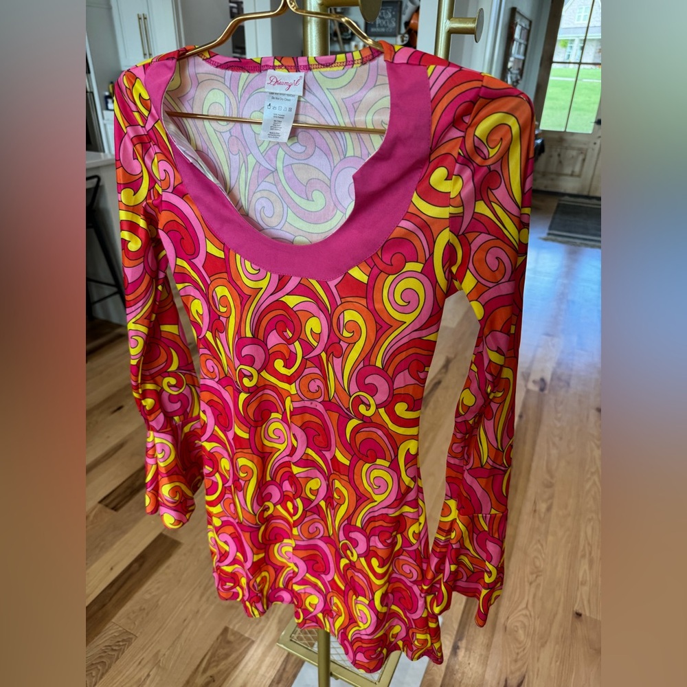70’s Dream Girl Vibrant Swirl Pattern Dress w Accessories Adult Small Halloween - Picture 6 of 12